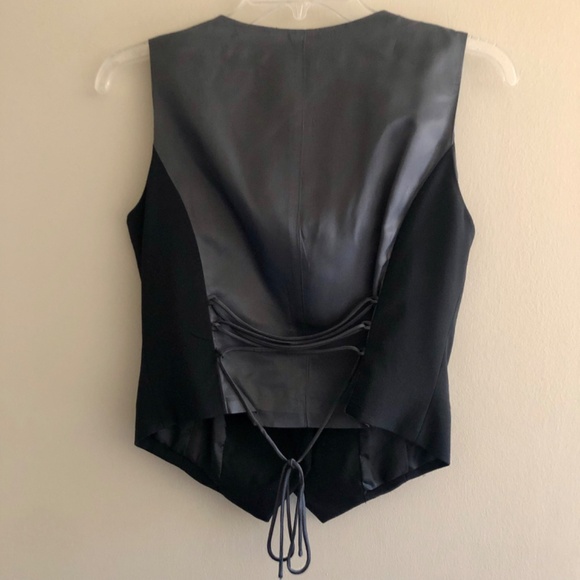 NWOT Black Button Down Vest with String Back Tie SM - Picture 2 of 6